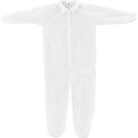 GLOBAL EQUIPMENT Disposable Polypropylene Coverall, Elastic Wrists/Ankles, WHT, 3XL, 25/Case KC-PP-40G-CVL-3XL-E